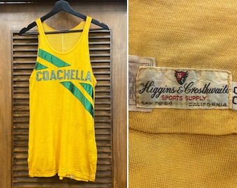 Vintage 1950’s “Coachella” Sport Athletic Jersey Tank Top Shirt, 50’s Athletic Tank Top, Vintage Jersey, Vintage Tank Top, Vintage Clothing