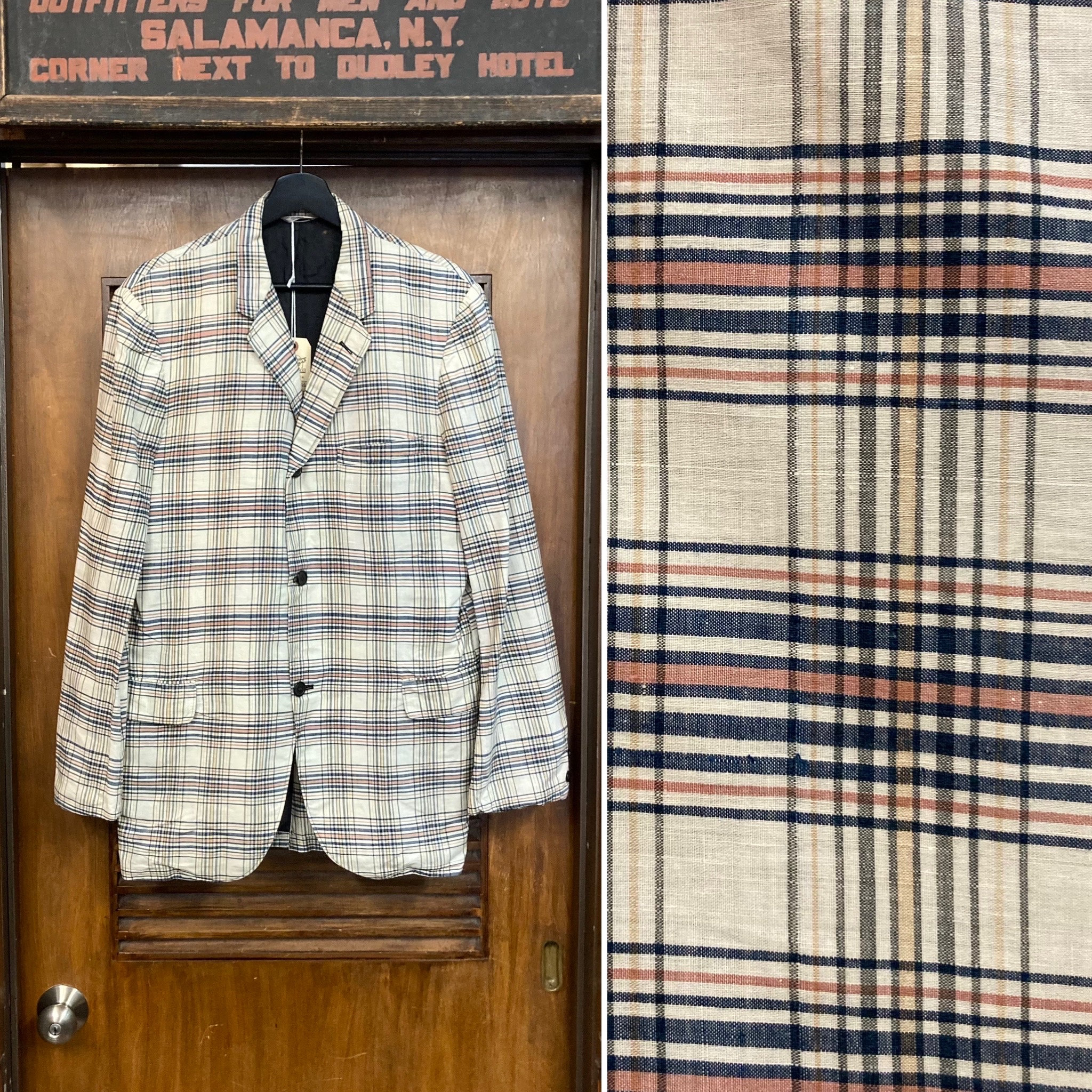 Vintage 1960's Mod Ivy League Madras Cotton Plaid 3-button