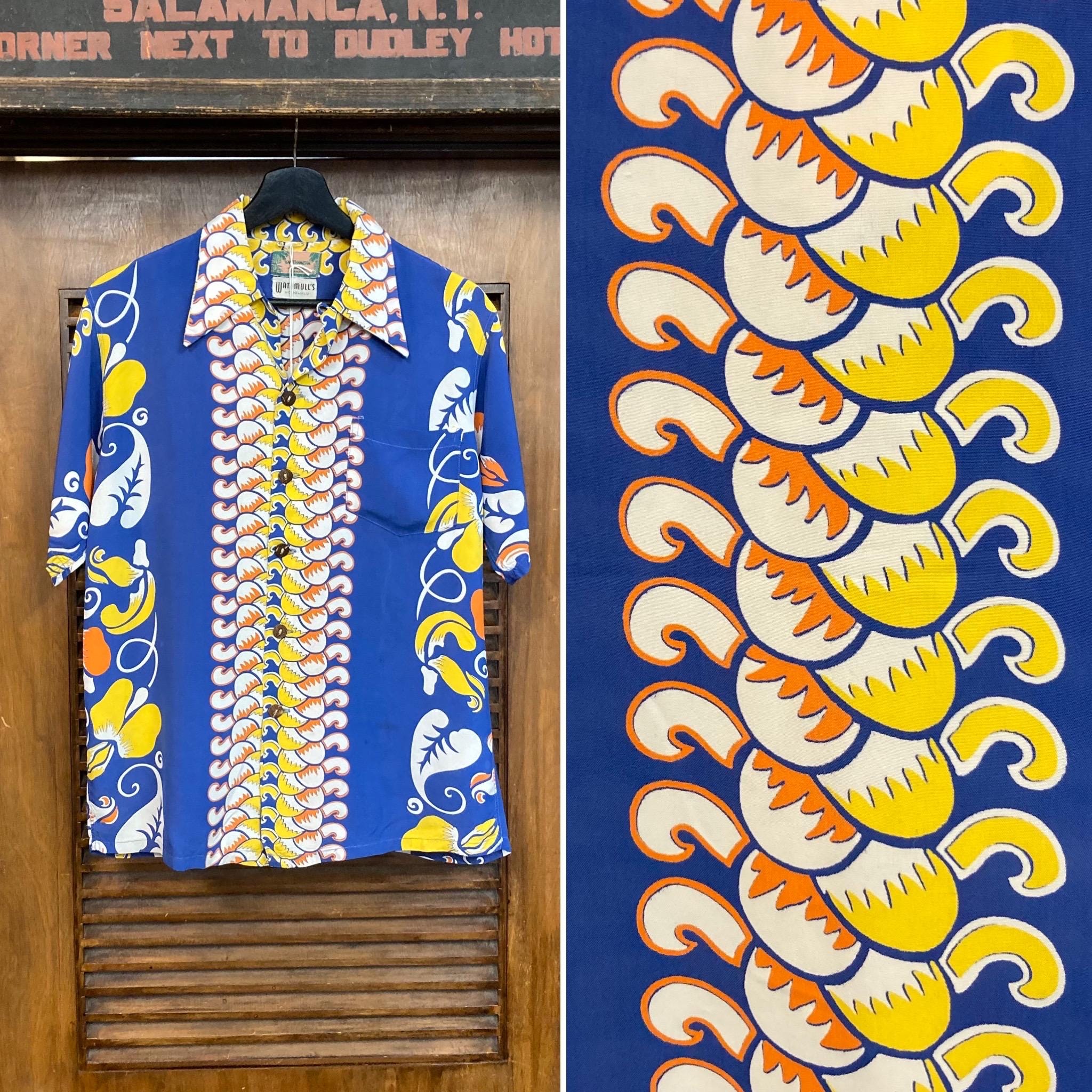 Vintage 1940's Original “kamehameha” Silky Rayon Tiki Border