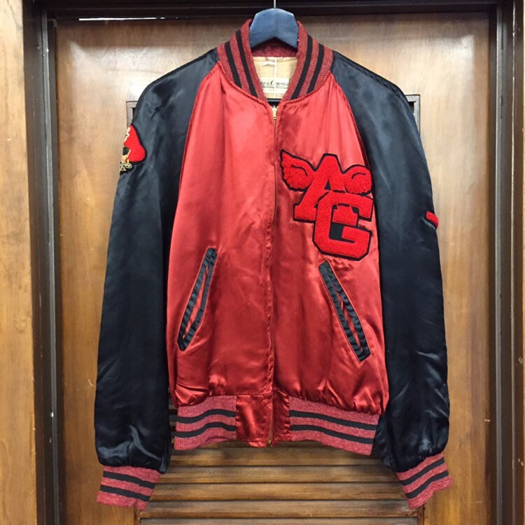 ジャケット・アウター 50s vintage jacket Vintage 1950's Pirate Patch Satin Jacket, Athletic Jacket