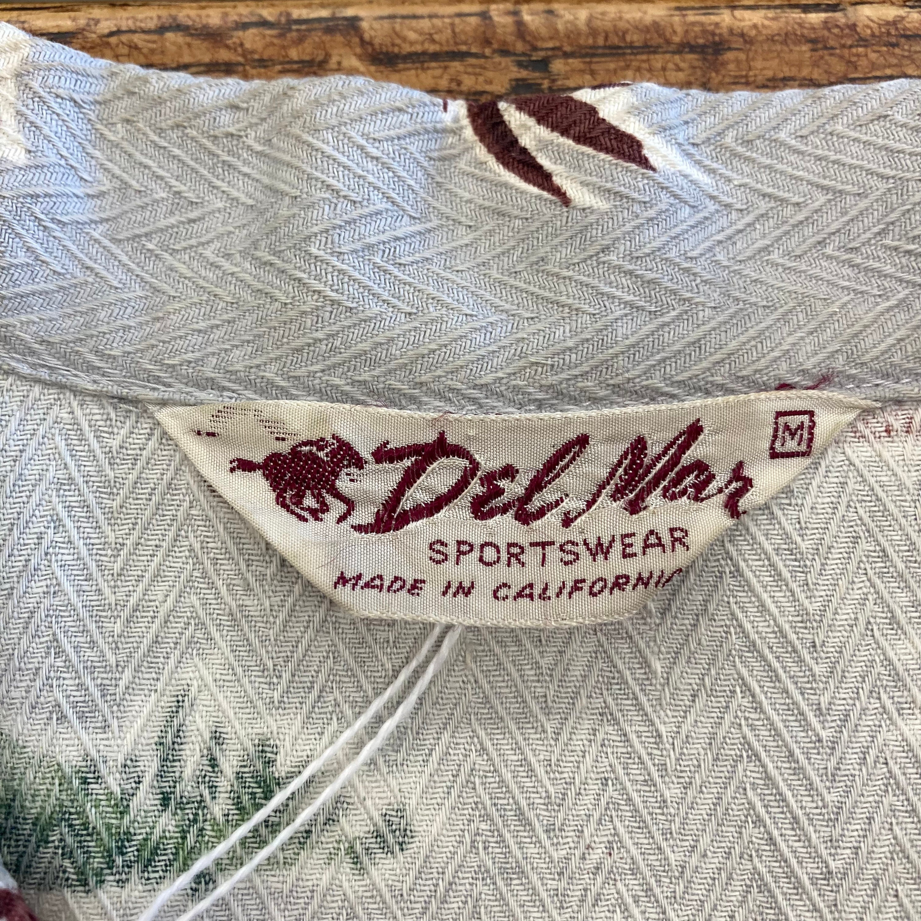 Vintage 1940's “del Mar” Western Cowboy Atomic Barkcloth