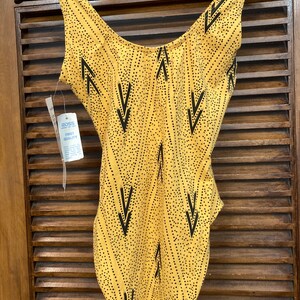 Vintage 1980s Deadstock Yellow Black Atomic New Wave Mod Swimsuit w Tags, 1980s One Piece, Vintage Swimsuit, Leotard, New Wave, Mod, NOS image 7