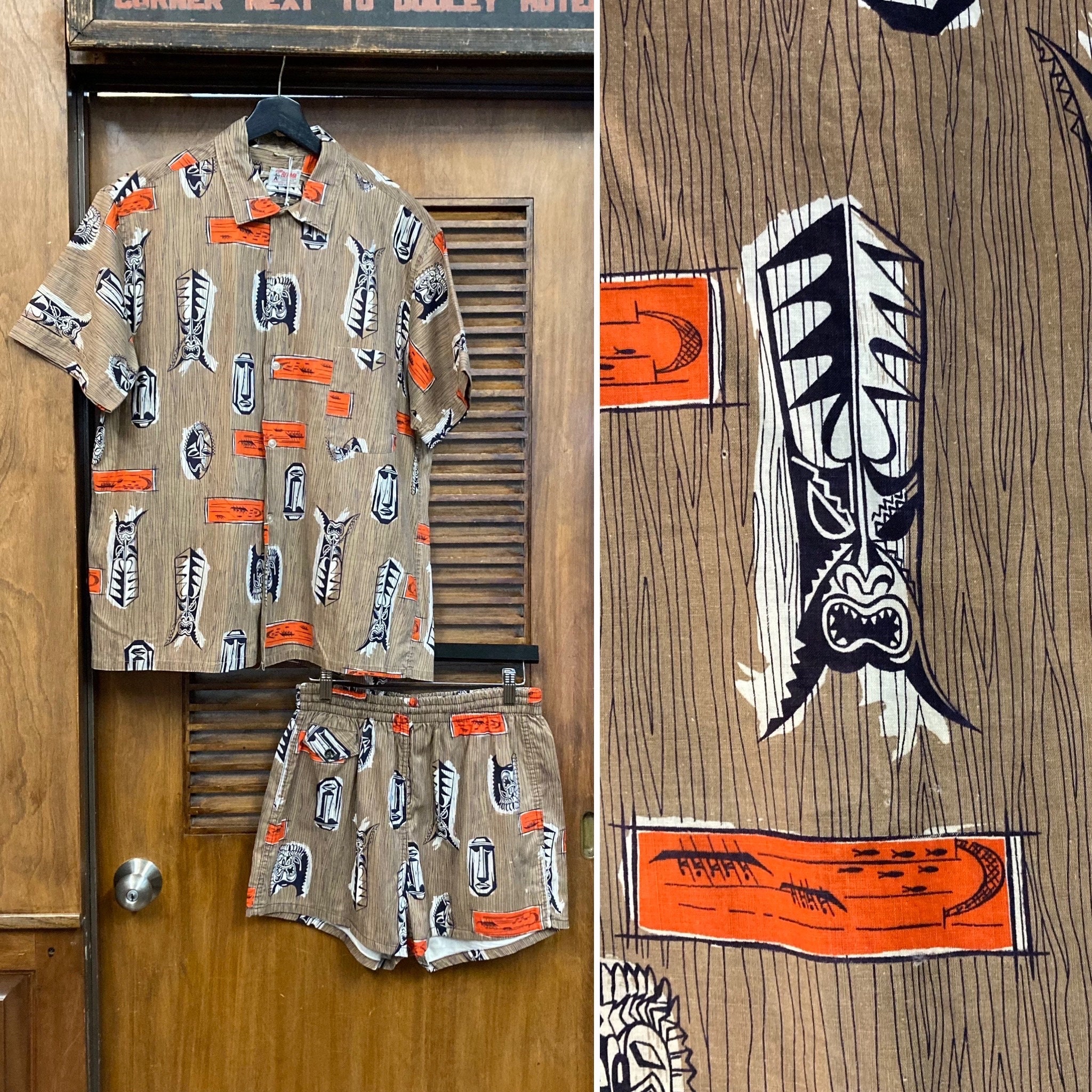 50s BUD Berma ROCK'N ROLL HIEROGLYPHIC ALL OVER PATTERN BOX