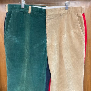 Vintage 1970s w39 Color Block Mod Corduroy Krazy Pants Trousers, 70s Vintage Clothing image 4