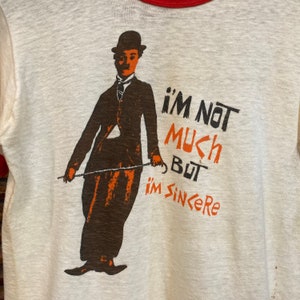 Vintage 1970s Charlie Chaplin Pop Art Silent Film Ringer T-Shirt, 70s Tee Shirt, Vintage Clothing image 6