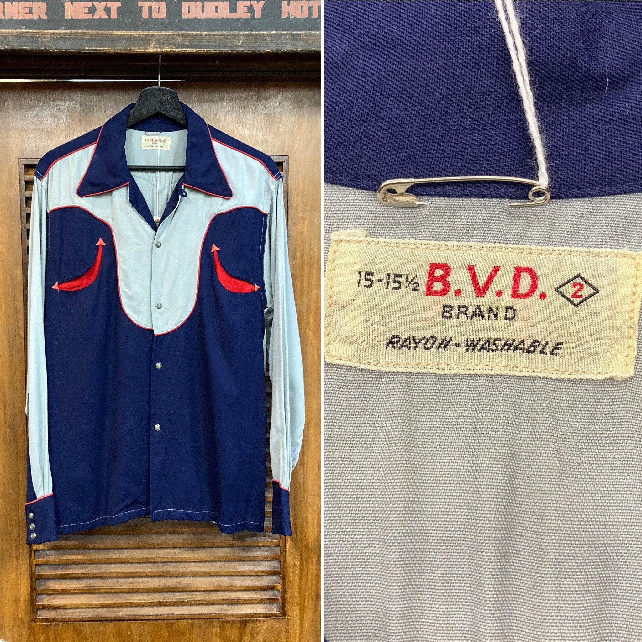 【送料関税無料】 “BVD” 1950's Vintage Two-tone Gabardine Cowboy Western トップス