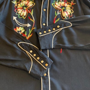 Vintage 1950s H Bar C Jet Black Western Cowboy Rodeo Rayon Gabardine ...