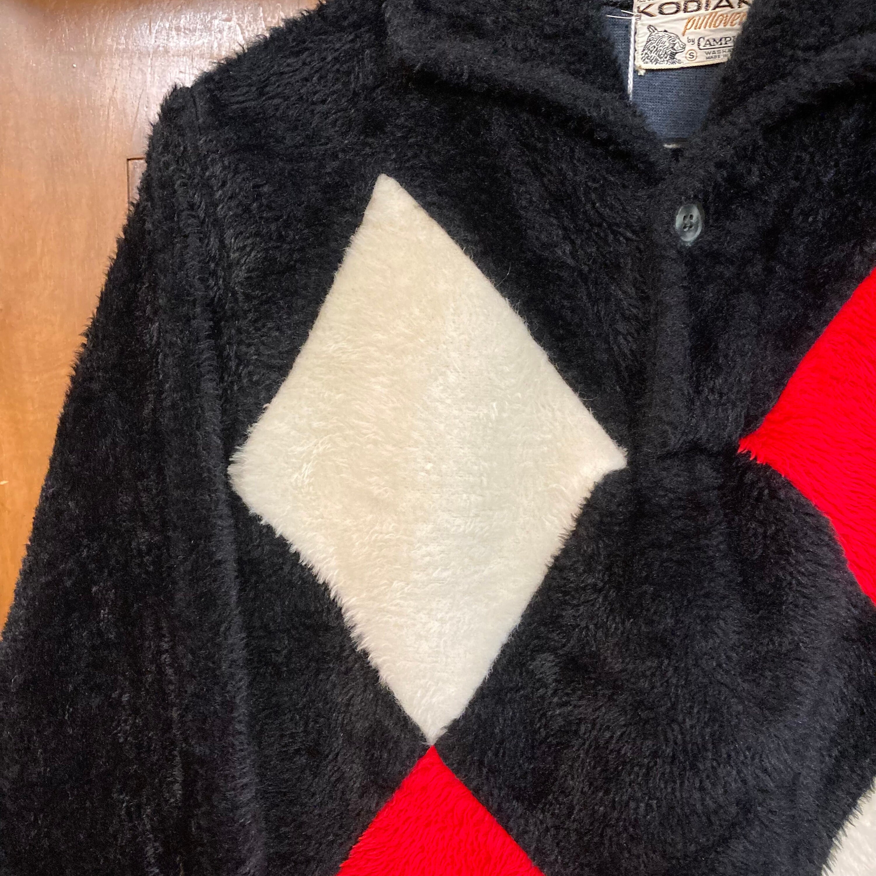 Vintage 1960's “campus Kodiak” Fake Fur Mod Diamond Pullover Vintage 1960's “campus Kodiak” Fake Fur Mod Diamond Pullover