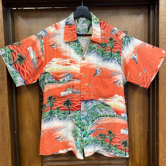 Vintage 1950's Catalina Island Los Angeles Rayon Hawaiian