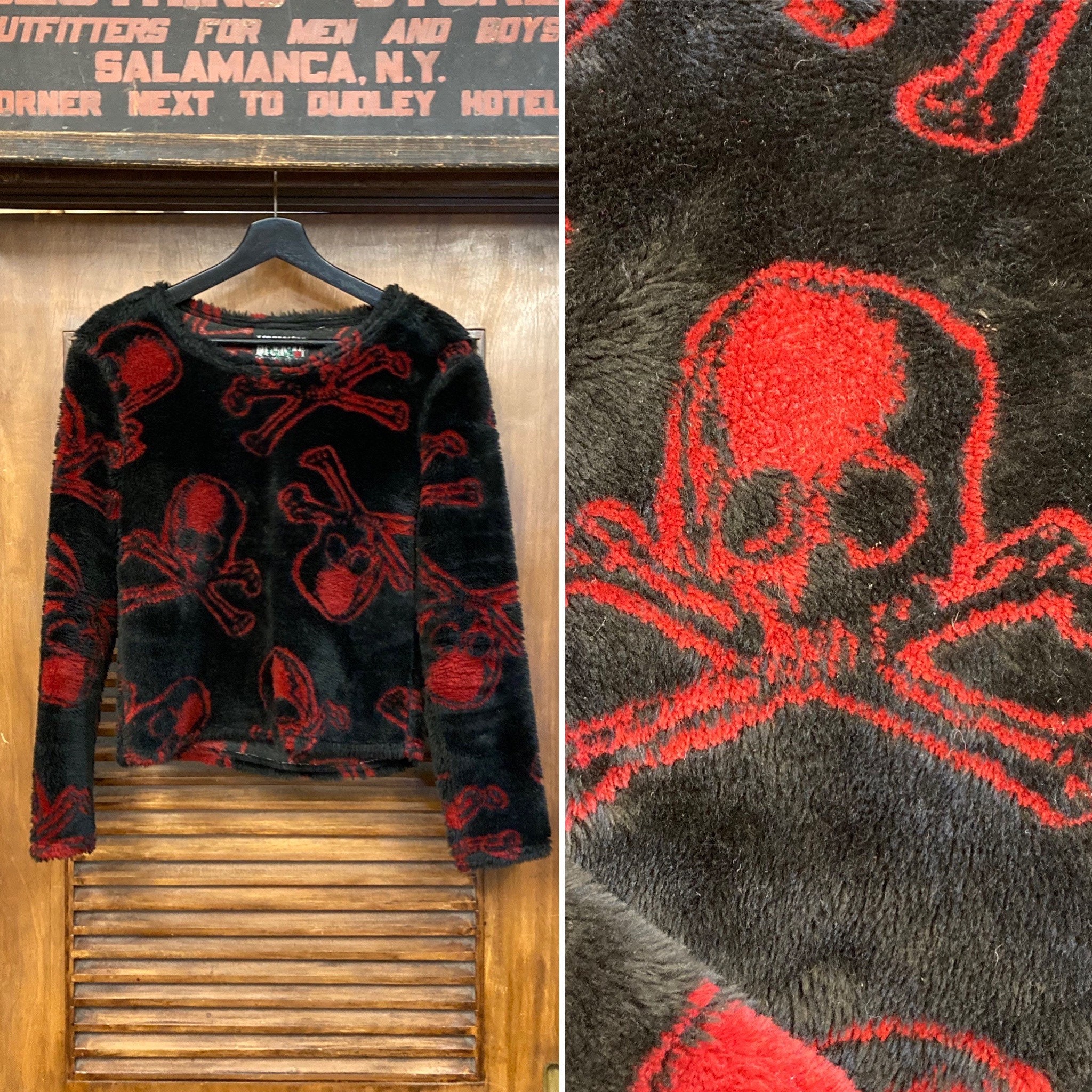 lip Service Skull Pattern Plush Sweater 