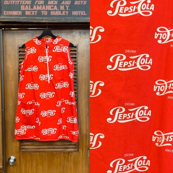 Vintage 1960's Pepsi Pop Art Red & White Mod Trape
