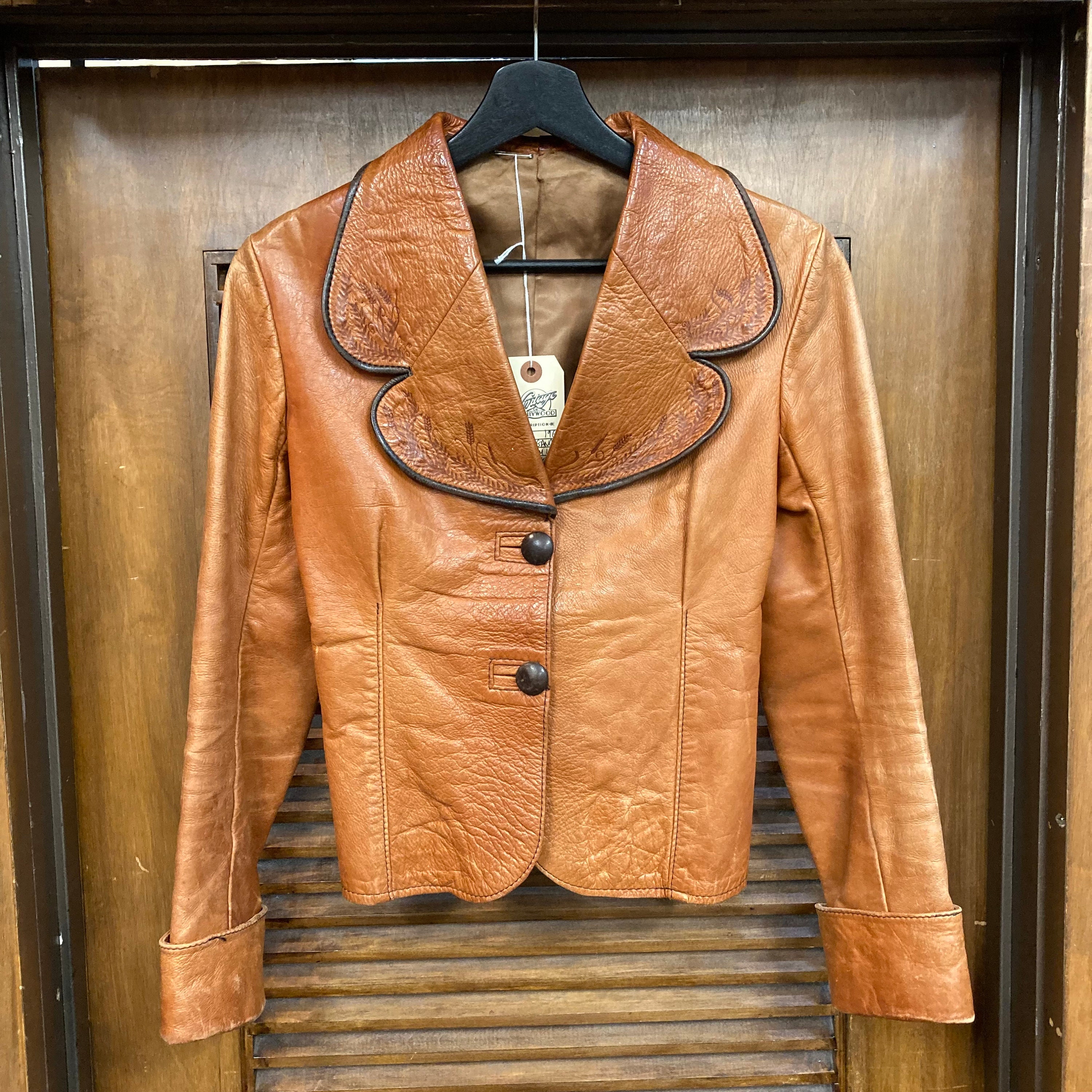 Vintage 1960's “gandalf” Hippie Glam Leather Cropped Jacket