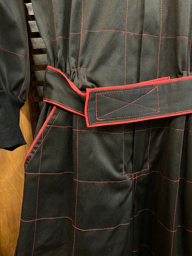 Vintage 1980s Black and Red Windowpane Jumpsuit, Vintage Jumpsuit, 1980s Jumpsuit, Vintage Clothing, Black Jumpsuit, Coveralls image 5
