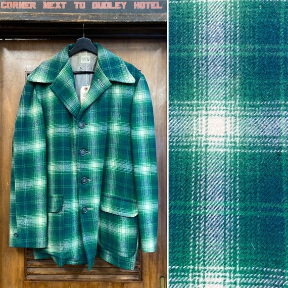 Vintage 1950’s Size Large Plaid Wool Workwear Rock