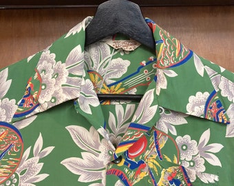 Vintage 1940's Original Ukelele Diver Floral Silky Rayon Vintage 1940's Original Ukelele Diver Floral Silky Rayon