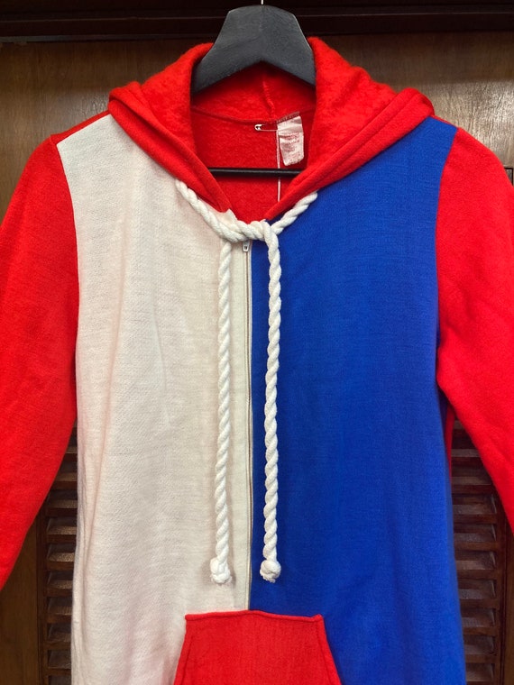 Vintage 1960’s Mod Color Block Hooded Sweatshirt … - image 3