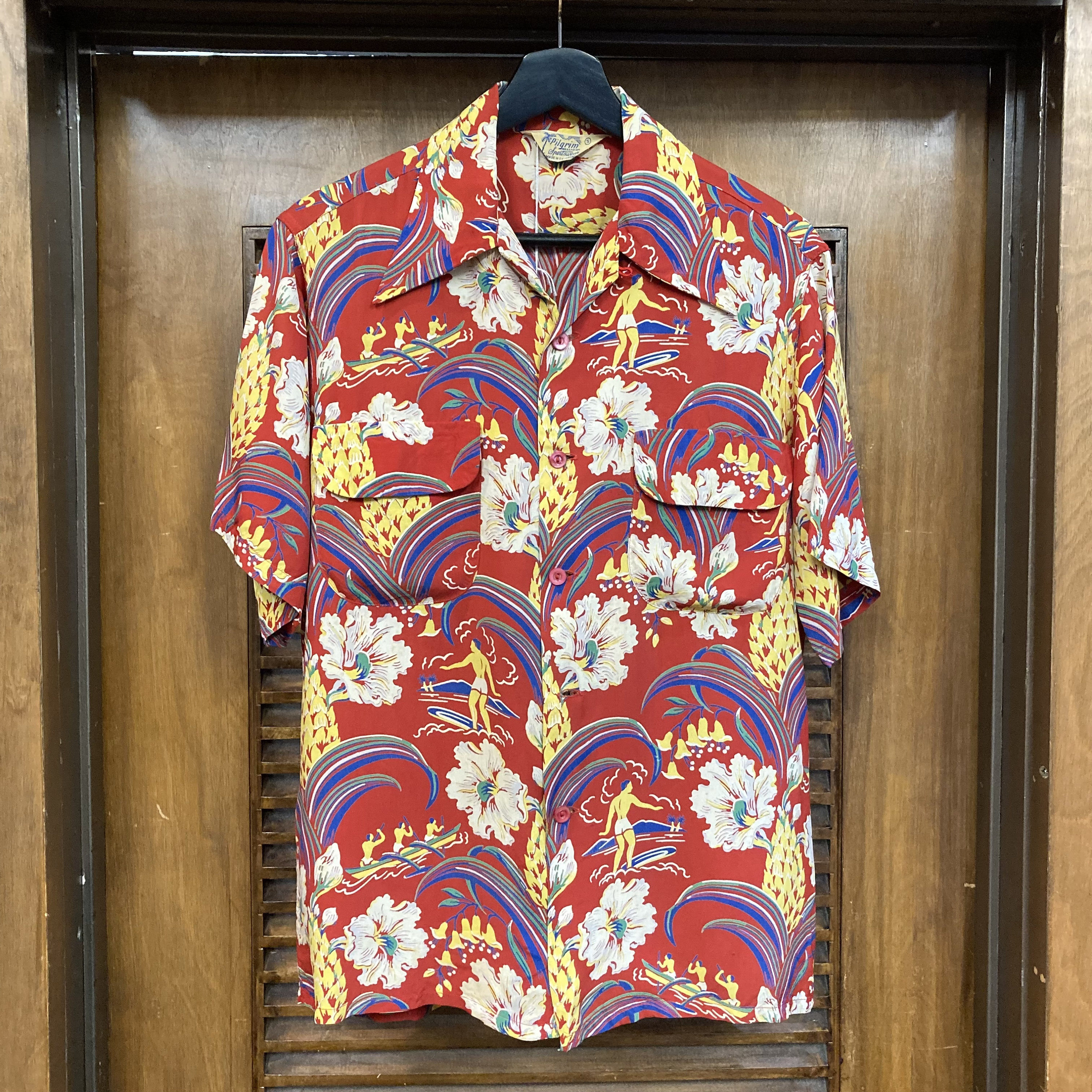 Vintage 1940's “pilgrim” Surf Natives Tiki Tropical Rayon Vintage 1940's “pilgrim” Surf Natives Tiki Tropical Rayon