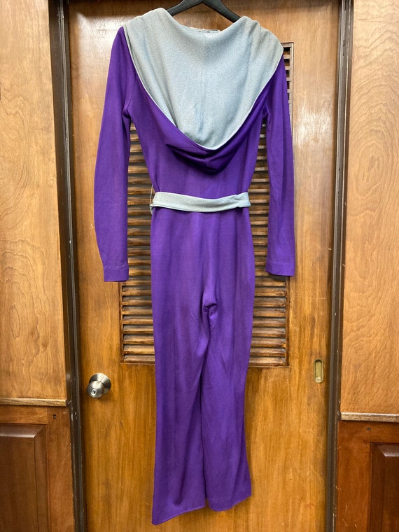 Vintage 1970’s Purple Grey Hooded Jumpsuit, Vinta… - image 10
