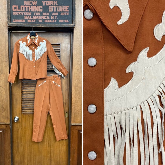 Vintage 1950s Ranch-maid Western Cowboy Cowgirl Youth Size Rayon 