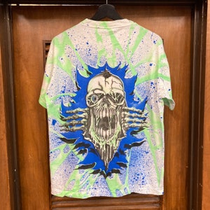 Vintage 1980s Deadstock Skull Skeleton New Wave Skate Surf Cotton T-Shirt, 80s Tee Shirt, Vintage Clothing image 4