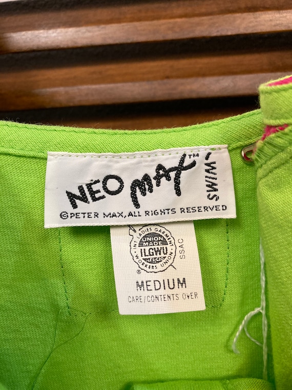 Vintage 1980’s NOS Peter Max Knit Neon Jumpsuit, … - image 4