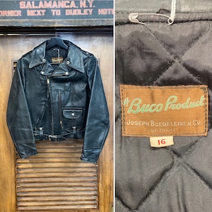 Vintage 1950’s Ladies “Buco” Black D-Pocket Motorcycle Leather Jacket, 50’s Biker, Vintage Clothing