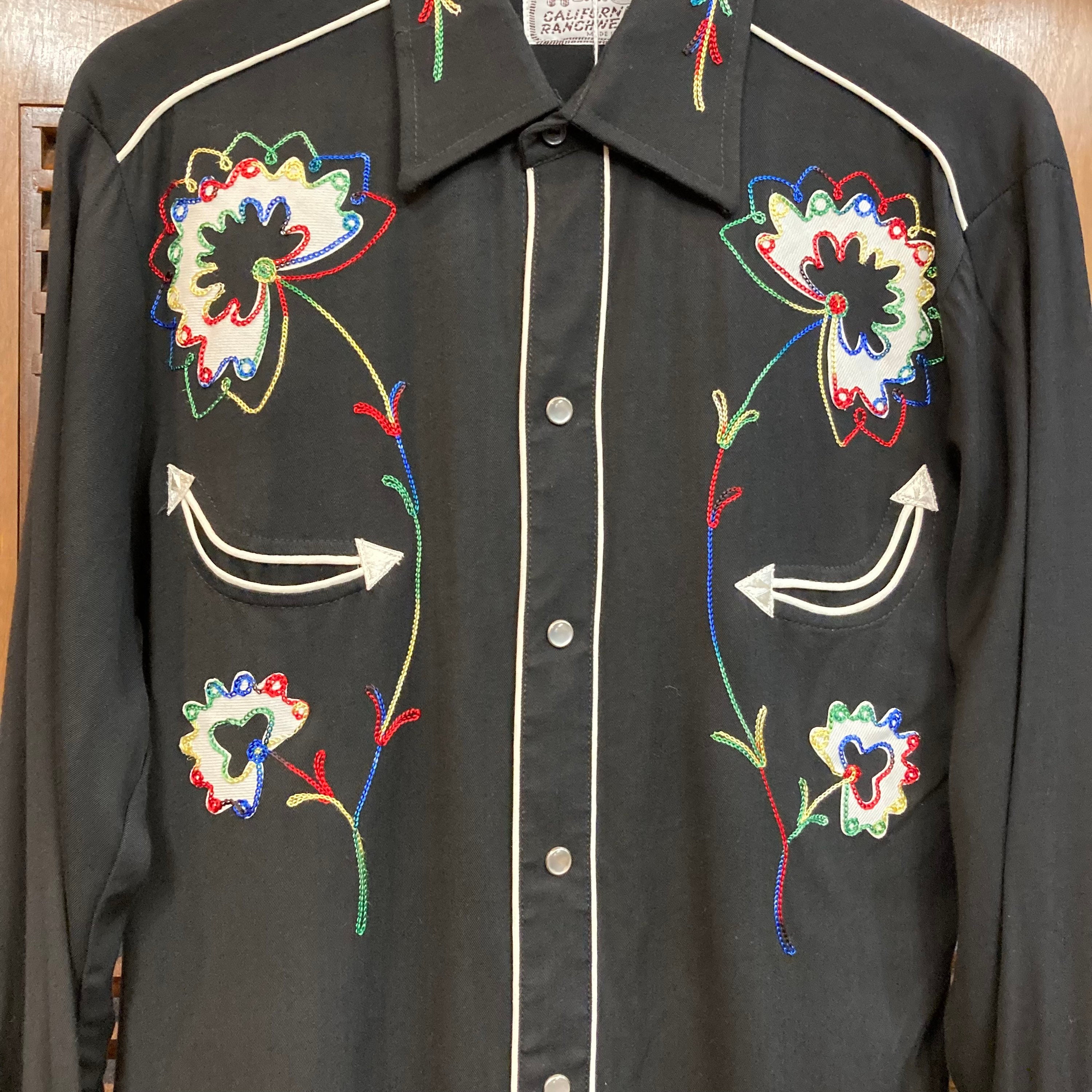 H BAR C】1950´s vintage 緑 western shirt-