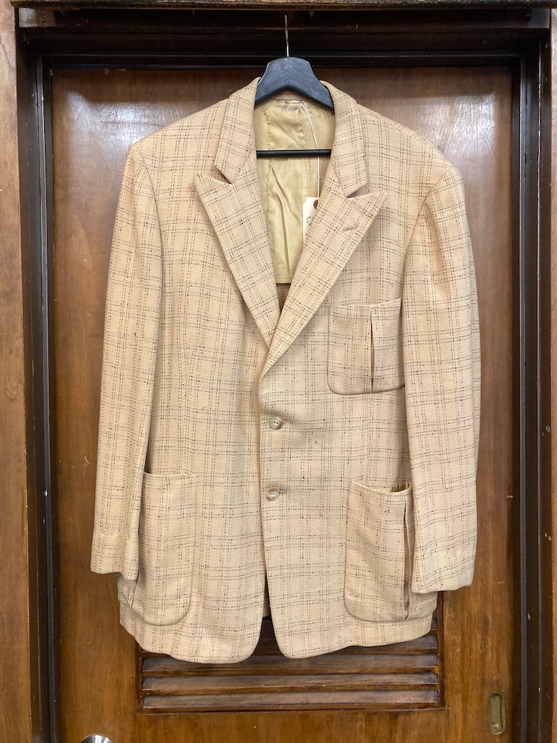 Vintage 1950s Peak Lapel Elvis Rockabilly Wool Suit Two Piece Sportcoat Jacket, Pleated Pocket, Atomic Fleck, Rockabilly Suit, Rock n Roll, image 3