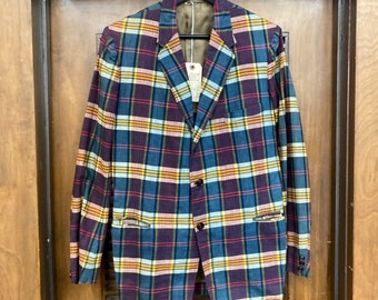 Vintage 1960's Madras Plaid Cotton Ivy League Mod Sportcoat Vintage 1960's Madras Plaid Cotton Ivy League Mod Sportcoat