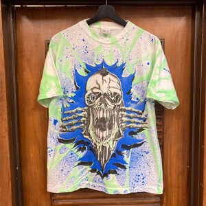 Vintage 1980s Deadstock Skull Skeleton New Wave Skate Surf Cotton T-Shirt, 80s Tee Shirt, Vintage Clothing image 3