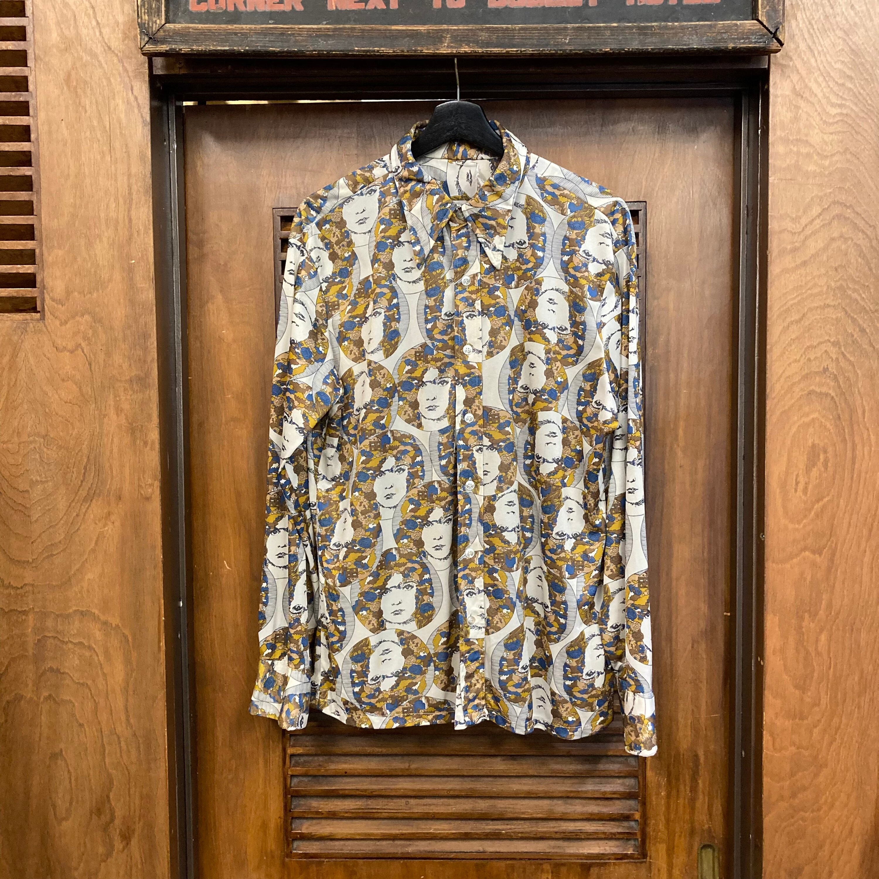 70s vintage lump National製 スペースエイジ Vintage 70s Street Style Casual Shirt Male Colorful Circles
