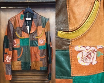 Vintage 1960’s “Gandalf” Label Floral Patchwork Leather Jacket, Vintage Jacket, Gandalf the Wizard, Vintage Detroit, Rose, Vintage Clothing