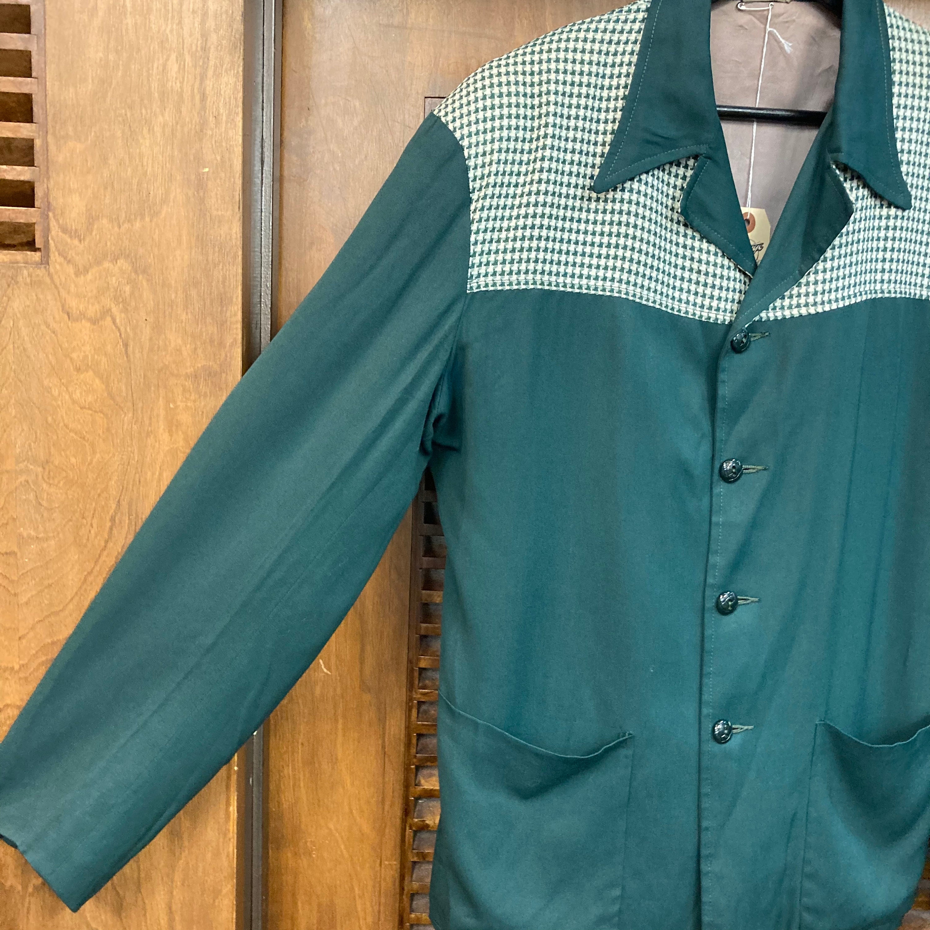 Vintage 1950s Green Two-tone Rayon Gabardine Hollywood Vintage 1950s Green Two-tone Rayon Gabardine Hollywood