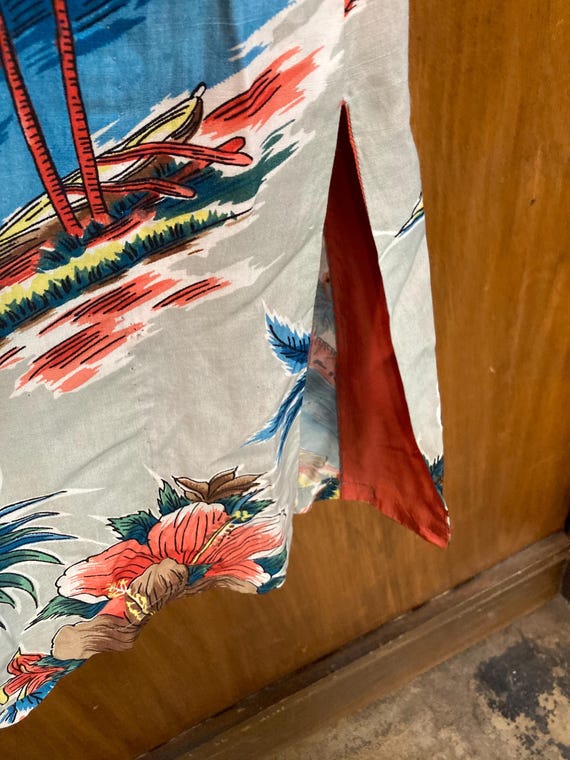 Vintage 1950’s Lauhala Hula Girl Tropical Rayon P… - image 6