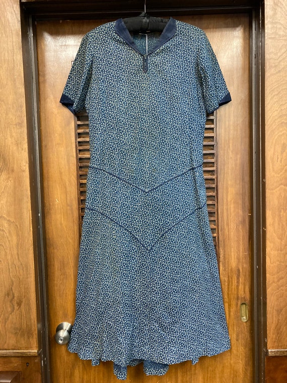 Rare 1890s-1900s Indigo Calico Wrapper Prairie Dress – Of