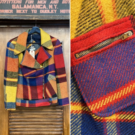 Vintage 1960’s Mod Plaid Wool Jacket with Great Po