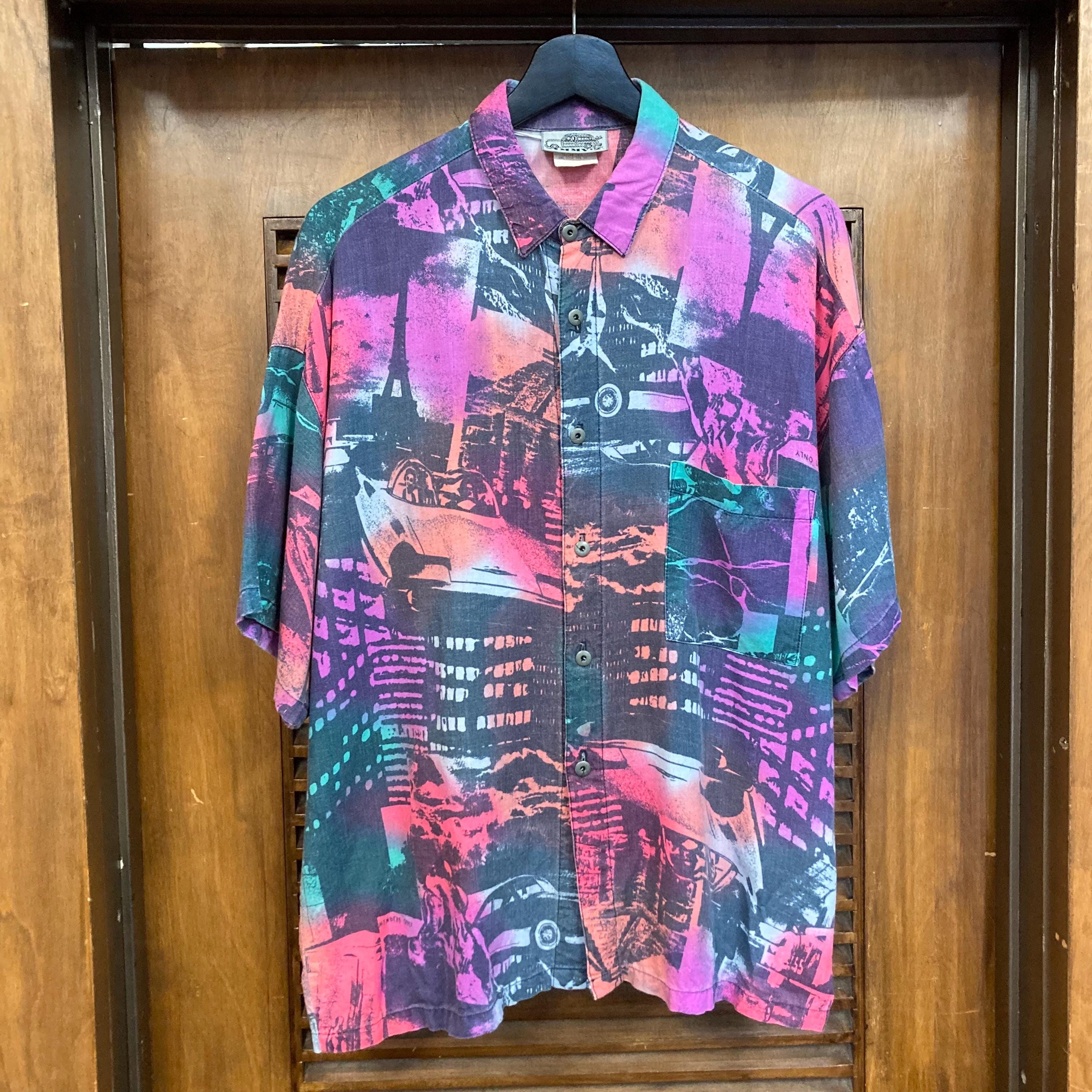 Vintage 1980's “jimmy'z” Skate New Wave Neon Photoprint Rayon