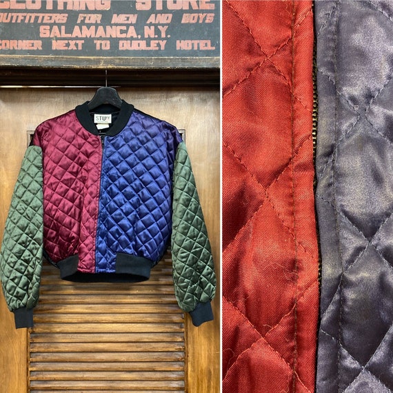 Vintage 1980’s Color Block Quilted Bomber Cropped