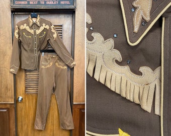 Vintage 1950's Dames "California Ranchwear" Western Cowboy Gab Rockabilly Shirt & Broek Outfit Set, Broek Pak, Western, Cowboy, jaren 1950