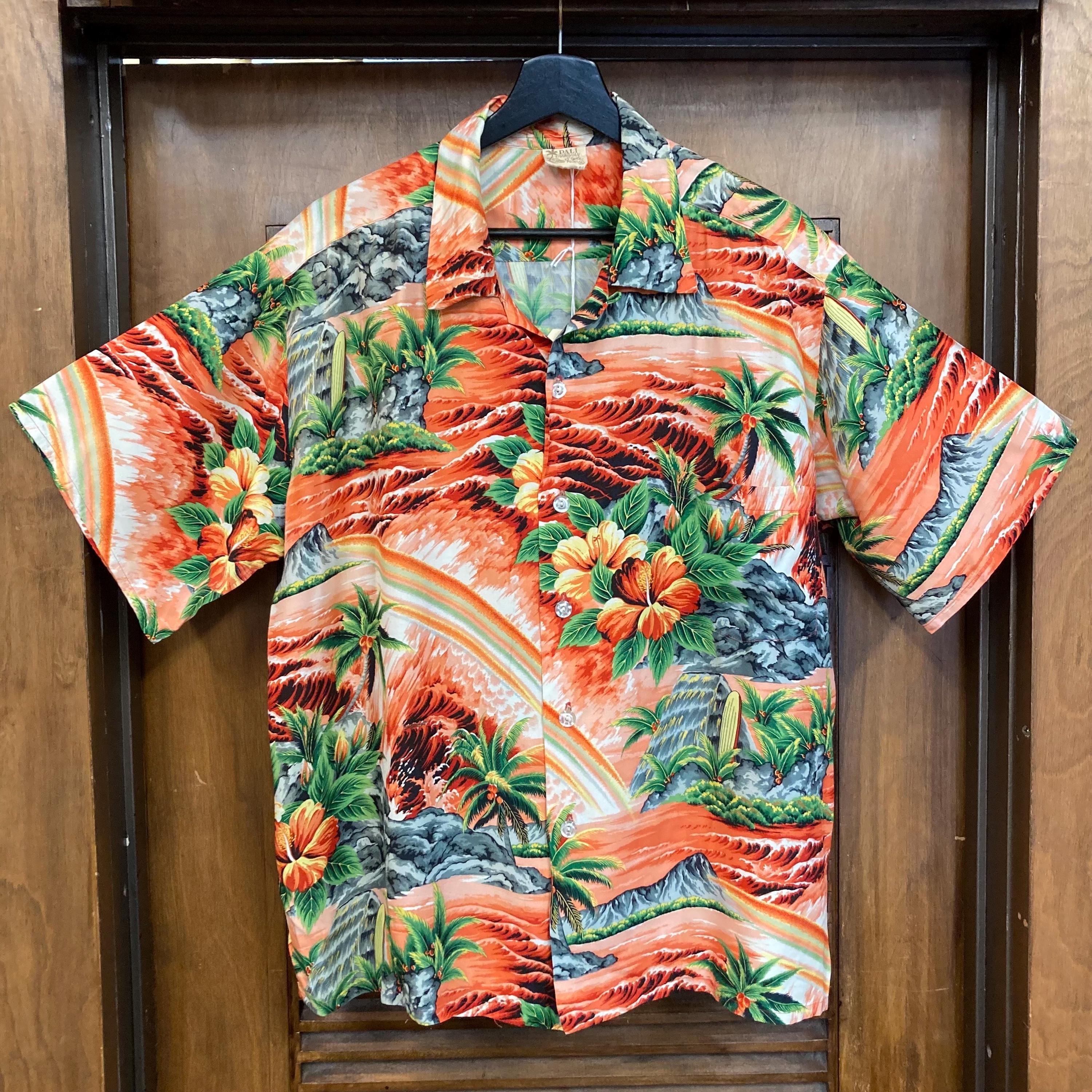 【希少】PALI Hawaiian アロハシャツ VINTAGE 50's Vintage 1950's Size XL “pali” Tropical Island Rainbow Rayon