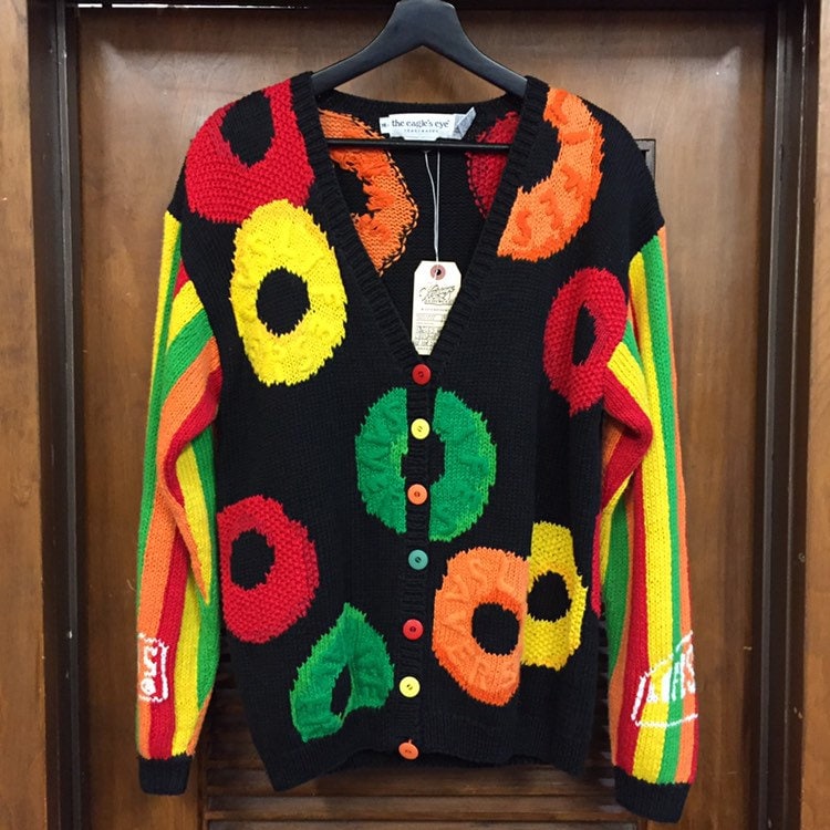 トップス vintage made in italyVERSACE cardigun ea Vintage 1990's “eagle's Eye” Lifesavers Design Hip Hop