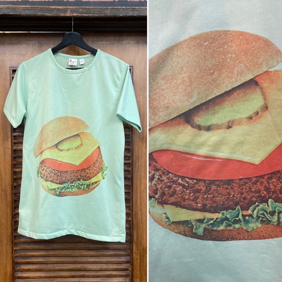 Vintage 1970’s Cheeseburger Photoprint Glam Disco… - image 1