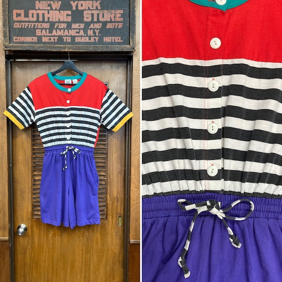 Vintage 1980’s Color Block Hip Hop New Wave Stripe