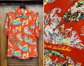 Vintage 1950's Surfriders Hawaiian Shirt Labeled Size L Aloha - Etsy