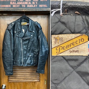 Vintage 1980’s Size XL Schott Perfecto Black Motorcycle MC Leather Jacket, Great Condition, 80’s Vintage Clothing
