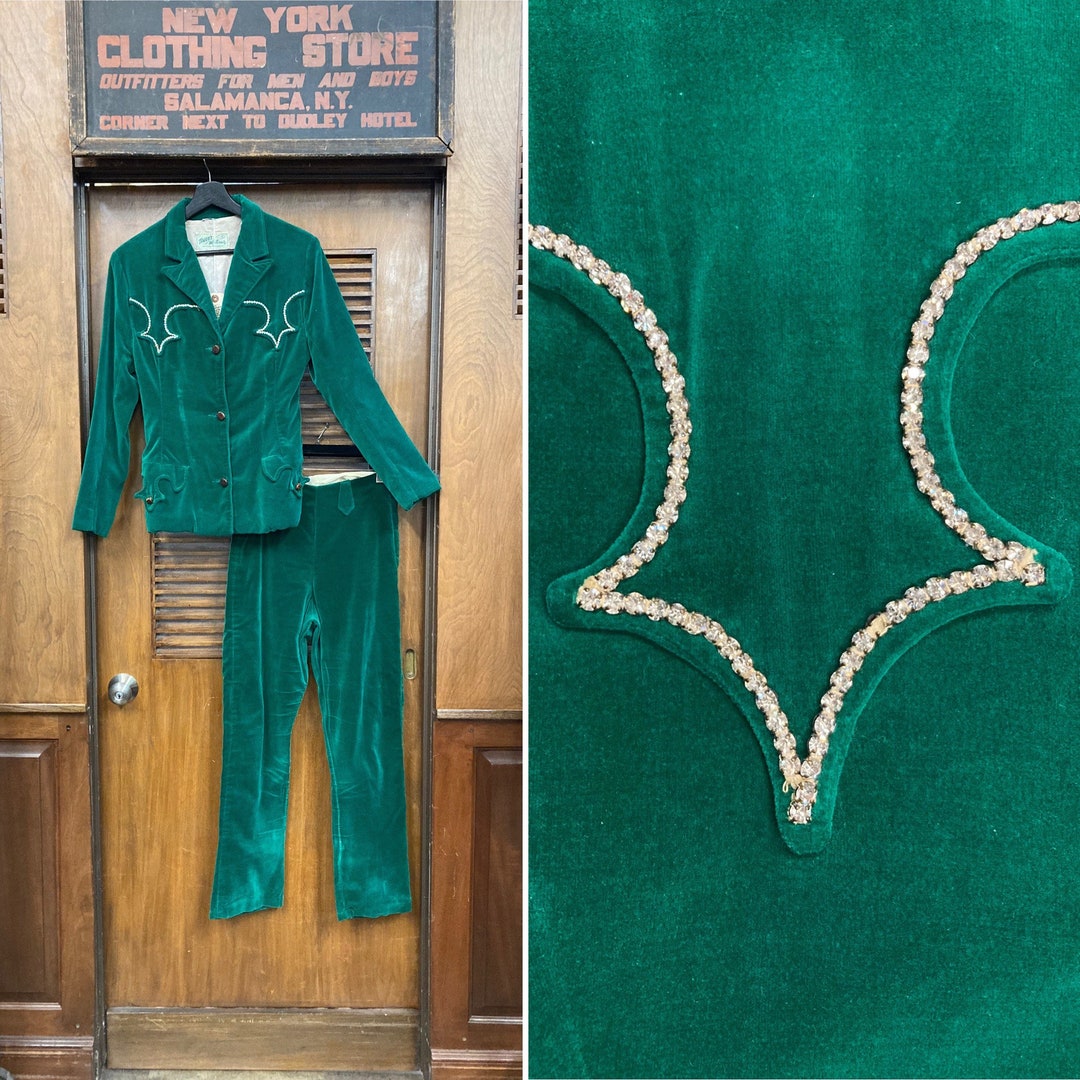日本全国送料無料商品人気ランキング Vintage 1960's Glam Cowgirl Western Velvet Green “tregos” ジャケット・アウター