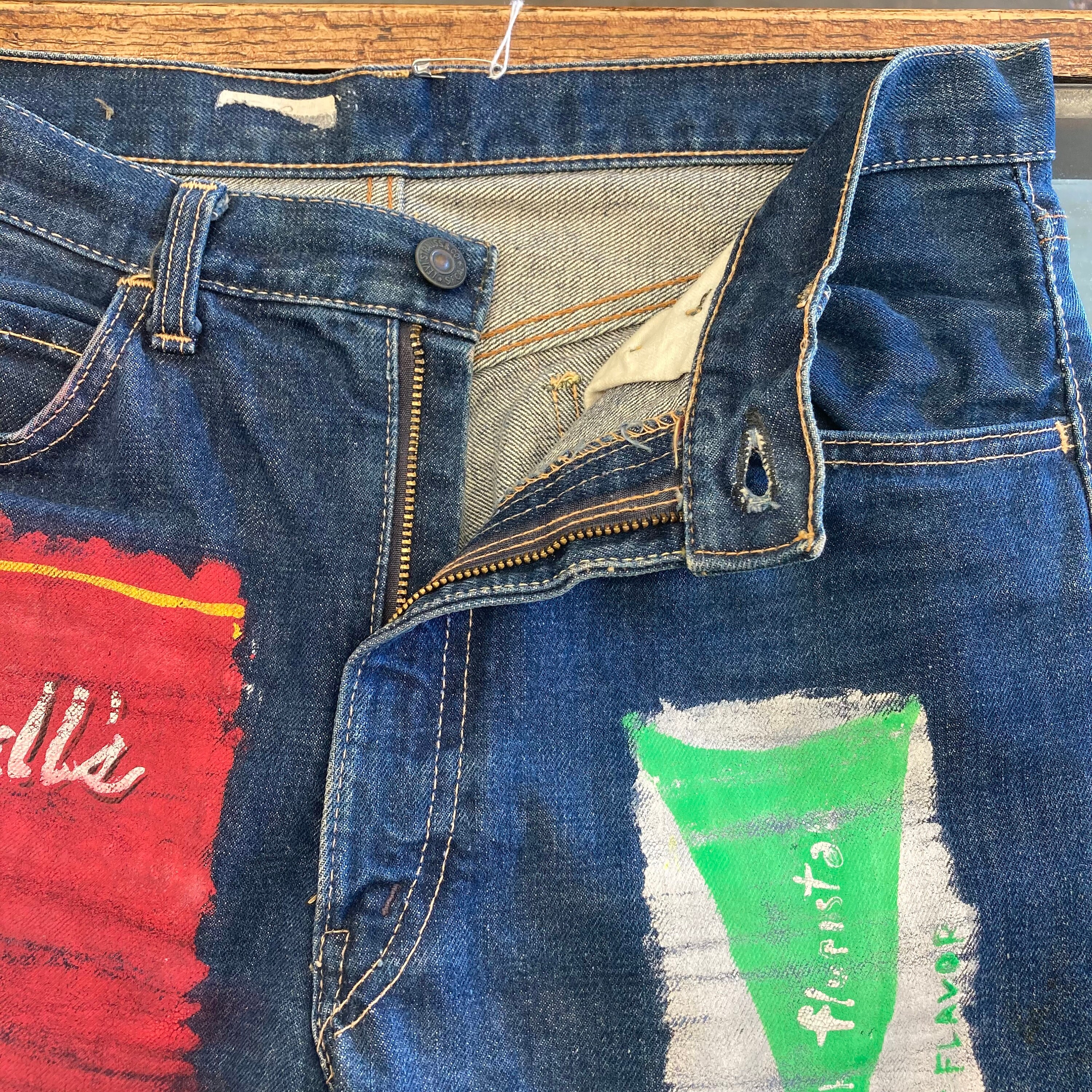 Vintage 1960's W32 Levi's Big E Custom Pop Art Hand Painted Vintage 1960's W32 Levi's Big E Custom Pop Art Hand Painted