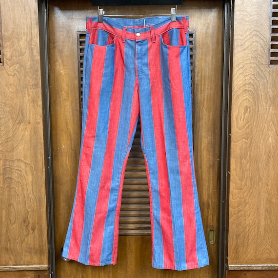 Vintage 1960's W32 “big Yank” Mod Rocker Stripe Denim Flare Pants