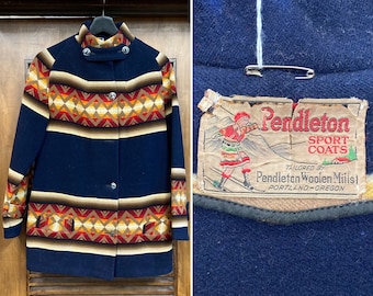 Vintage 1920’s “Pendleton” Label Southwest Wool Toboggan Jacket, 20’s Wool Jacket, Vintage Winter Wear, Vintage Clothing