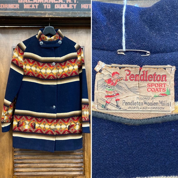 Vintage 1920s pendleton Label Southwest Wool Toboggan Jacket, 20s